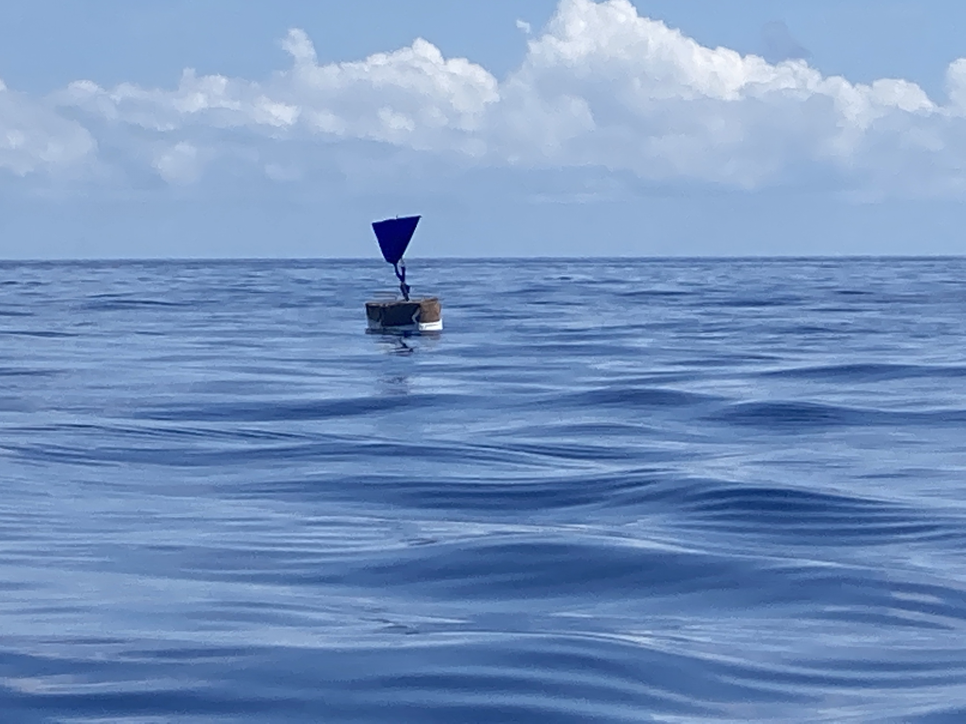 An abandoned, homemade escape boat from Cuba south of the Florida Keys.